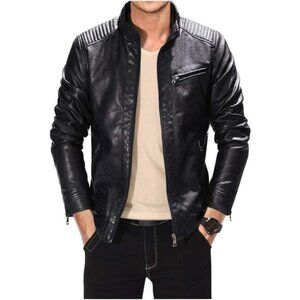 Vegan Leather Jacket for Men Black